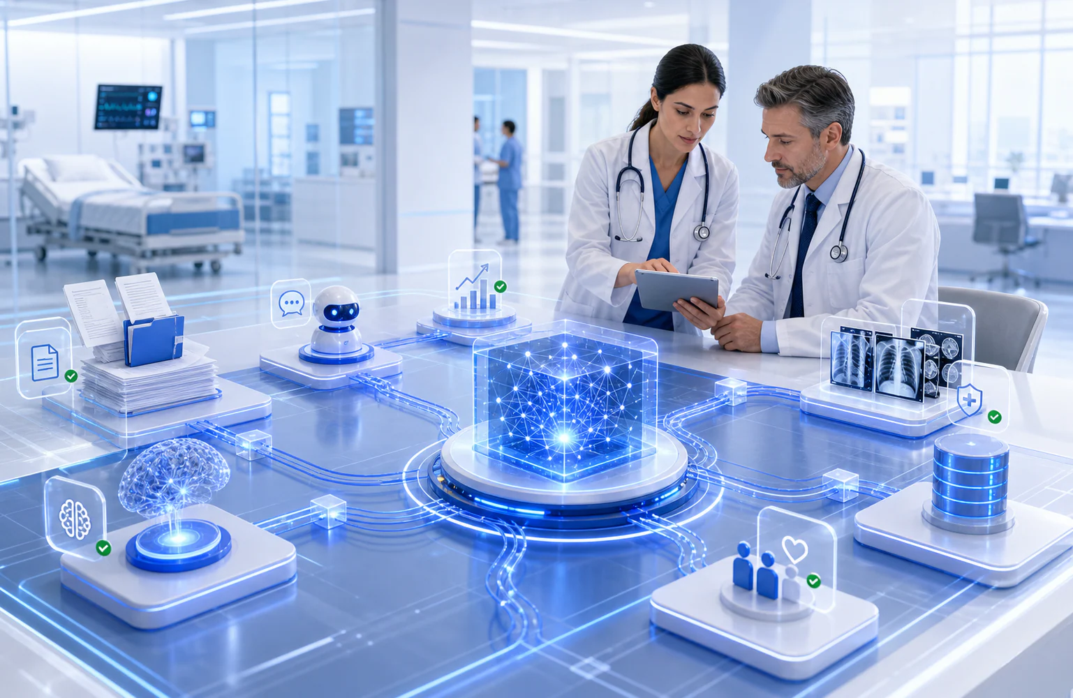 Healthcare AI automation and digital transformation environment